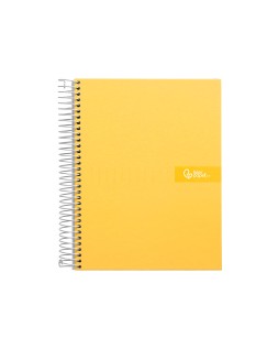 Cuaderno espiral liderpapel a4 crafty tapa forrada 80h 90gr cuadro 4mm con margen color amarillo