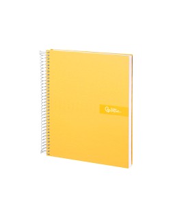 Cuaderno espiral liderpapel a4 crafty tapa forrada 80h 90gr cuadro 4mm con margen color amarillo