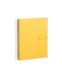 Cuaderno espiral liderpapel a4 crafty tapa forrada 80h 90gr cuadro 4mm con margen color amarillo