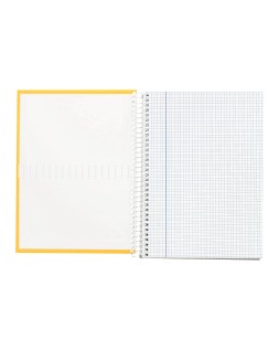 Cuaderno espiral liderpapel a4 crafty tapa forrada 80h 90gr cuadro 4mm con margen color amarillo