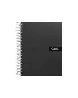 Cuaderno espiral liderpapel a4 crafty tapa forrada 80h 90gr cuadro 4mm con margen color negro