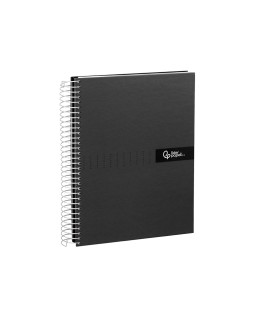 Cuaderno espiral liderpapel a4 crafty tapa forrada 80h 90gr cuadro 4mm con margen color negro