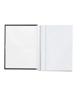 Cuaderno espiral liderpapel a4 crafty tapa forrada 80h 90gr cuadro 4mm con margen color negro