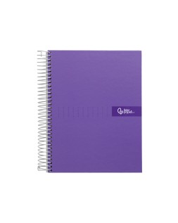 Cuaderno espiral liderpapel a4 crafty tapa forrada 80h 90gr cuadro 4mm con margen color violeta