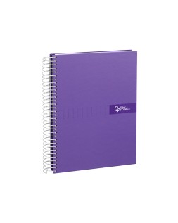 Cuaderno espiral liderpapel a4 crafty tapa forrada 80h 90gr cuadro 4mm con margen color violeta