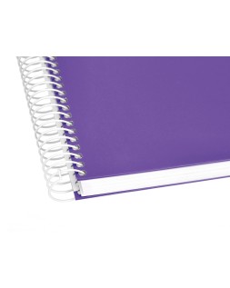 Cuaderno espiral liderpapel a4 crafty tapa forrada 80h 90gr cuadro 4mm con margen color violeta