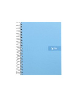 Cuaderno espiral liderpapel a4 micro crafty tapa forrada 120h 90gr cuadro 5mm 5 bandas 4 colores celeste