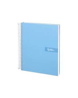 Cuaderno espiral liderpapel a4 micro crafty tapa forrada 120h 90gr cuadro 5mm 5 bandas 4 colores celeste