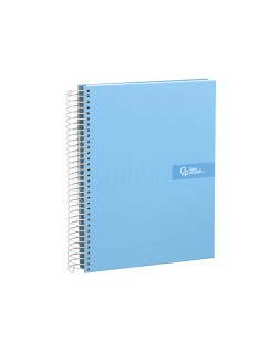 Cuaderno espiral liderpapel a4 micro crafty tapa forrada 120h 90gr cuadro 5mm 5 bandas 4 colores celeste