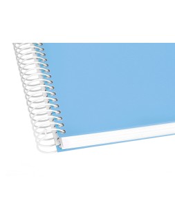 Cuaderno espiral liderpapel a4 micro crafty tapa forrada 120h 90gr cuadro 5mm 5 bandas 4 colores celeste
