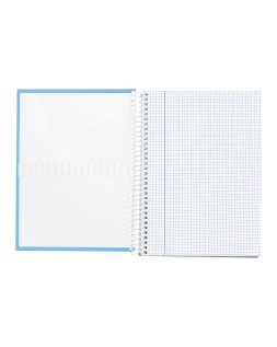 Cuaderno espiral liderpapel a4 micro crafty tapa forrada 120h 90gr cuadro 5mm 5 bandas 4 colores celeste