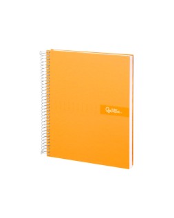 Cuaderno espiral liderpapel a4 micro crafty tapa forrada 120h 90gr cuadro 5mm 5 bandas 4 colores color naranja