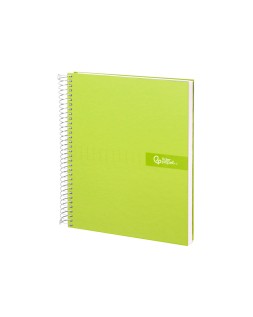 Cuaderno espiral liderpapel a4 micro crafty tapa forrada 120h 90gr cuadro 5mm 5 bandas 4 colores color verde