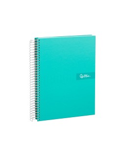 Cuaderno espiral liderpapel a4 micro crafty tapa forrada 120h 90gr cuadro 5mm 5 bandas 4 taladros color turquesa