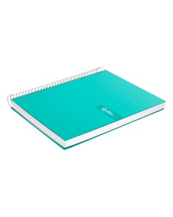 Cuaderno espiral liderpapel a4 micro crafty tapa forrada 120h 90gr cuadro 5mm 5 bandas 4 taladros color turquesa