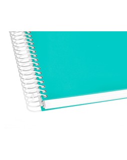 Cuaderno espiral liderpapel a4 micro crafty tapa forrada 120h 90gr cuadro 5mm 5 bandas 4 taladros color turquesa