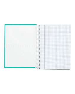 Cuaderno espiral liderpapel a4 micro crafty tapa forrada 120h 90gr cuadro 5mm 5 bandas 4 taladros color turquesa