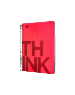 Cuaderno espiral liderpapel a4 micro think tapa plastico 140h 80gr cuadro 5mm 5 bandas 4 taladros 4