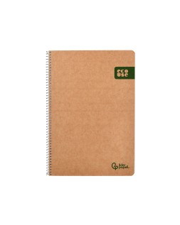 Cuaderno espiral liderpapel a4 ecouse tapa cartulina kraft 80h papel reciclado 80gr cuadro 4mm con margen