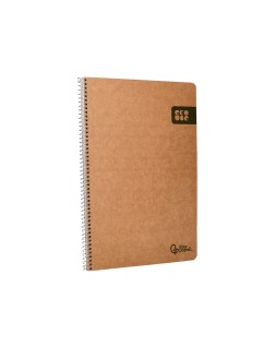 Cuaderno espiral liderpapel a4 ecouse tapa cartulina kraft 80h papel reciclado 80gr cuadro 4mm con margen