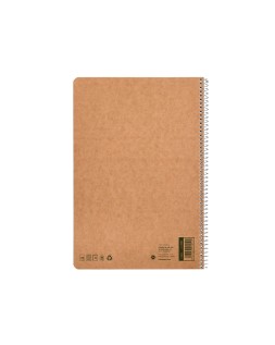 Cuaderno espiral liderpapel a4 ecouse tapa cartulina kraft 80h papel reciclado 80gr cuadro 4mm con margen