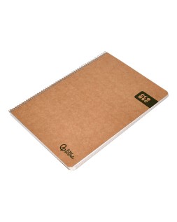Cuaderno espiral liderpapel a4 ecouse tapa cartulina kraft 80h papel reciclado 80gr cuadro 4mm con margen