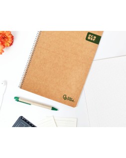 Cuaderno espiral liderpapel a4 ecouse tapa cartulina kraft 80h papel reciclado 80gr cuadro 4mm con margen