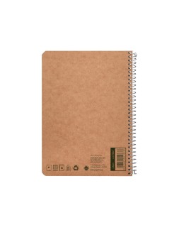 Cuaderno espiral liderpapel a5 ecouse tapa cartulina kraft 80h papel reciclado 80gr cuadro 4mm