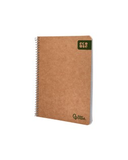 Cuaderno espiral liderpapel a5 ecouse tapa cartulina kraft 80h papel reciclado 80gr cuadro 4mm