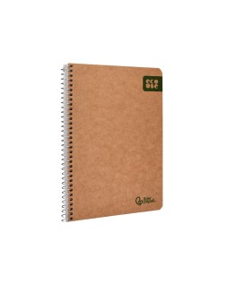 Cuaderno espiral liderpapel a5 ecouse tapa cartulina kraft 80h papel reciclado 80gr cuadro 4mm
