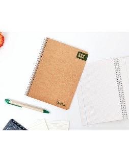 Cuaderno espiral liderpapel a5 ecouse tapa cartulina kraft 80h papel reciclado 80gr cuadro 4mm