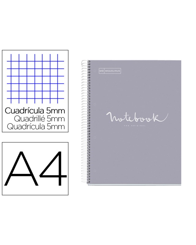 Cuaderno espiral miquelrius notebook 1 emotions tapa forrada din a4 microperforado 80 hojas 90g/m2 cuadro 5 mm