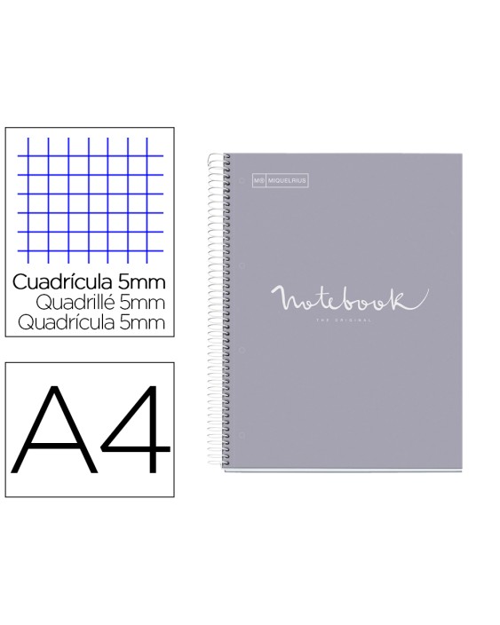 Cuaderno espiral miquelrius notebook 1 emotions tapa forrada din a4 microperforado 80 hojas 90g/m2 cuadro 5 mm