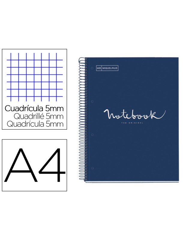 Cuaderno espiral miquelrius notebook 1 emotions tapa forrada din a4 microperforado 80 hojas 90g/m2 cuadro 5 mm