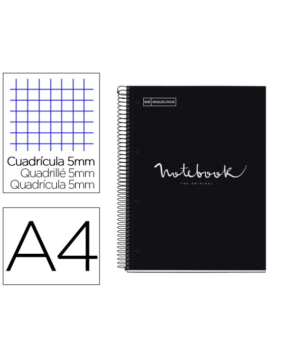 Cuaderno espiral miquelrius notebook 1 emotions tapa forrada din a4 microperforado 80 hojas 90g/m2 cuadro 5 mm