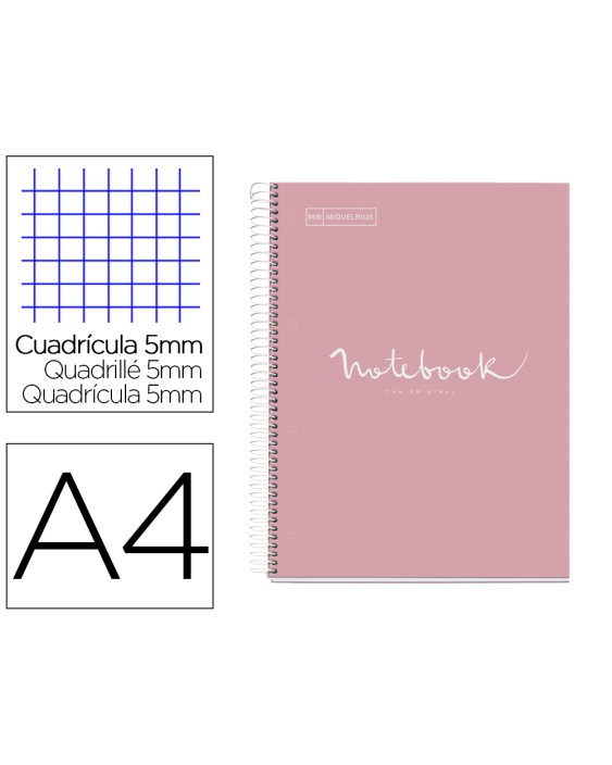 Cuaderno espiral miquelrius notebook 1 emotions tapa forrada din a4 microperforado 80 hojas 90g/m2 cuadro 5 mm