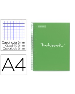 Cuaderno espiral miquelrius notebook 1 emotions tapa forrada din a4 microperforado 80 hojas 90g/m2 cuadro 5 mm