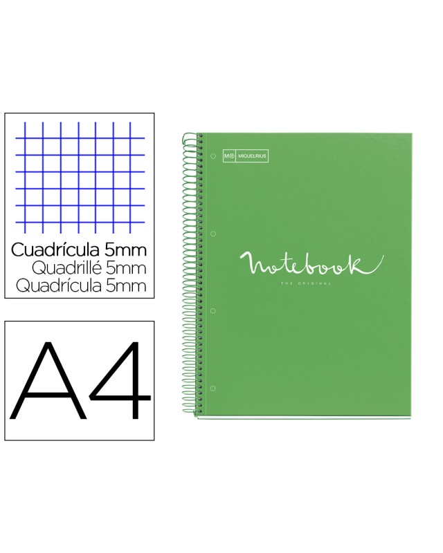Cuaderno espiral miquelrius notebook 1 emotions tapa forrada din a4 microperforado 80 hojas 90g/m2 cuadro 5 mm