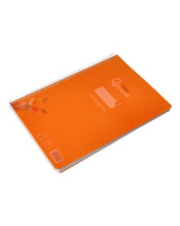 Cuaderno espiral liderpapel a4 pautaguia tapa plastico 80h 90gr cuadro pautado 4mm con margen color naranja