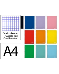 Cuaderno espiral liderpapel a4 witty tapa dura 80h 90gr cuadro 4mm con margen colores surtidos