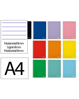 Cuaderno espiral liderpapel a4 witty tapa dura 80h 90gr rayado horizontal 8mm con margen colores surtidos