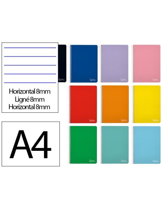 Cuaderno espiral liderpapel a4 witty tapa dura 80h 90gr rayado horizontal 8mm con margen colores surtidos