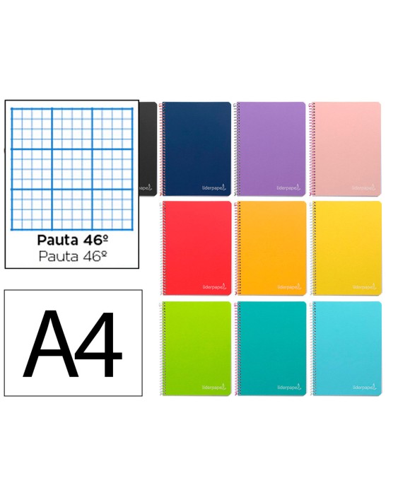 Cuaderno espiral liderpapel a4 witty tapa dura 80h 90gr rayado nº46 colores surtidos