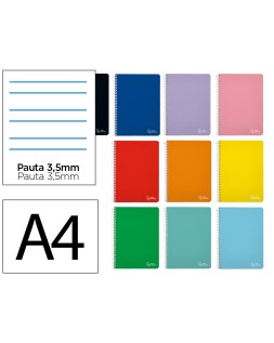 Cuaderno espiral liderpapel a4 witty tapa dura 80h 90gr pauta 3,5mm con margen colores surtidos
