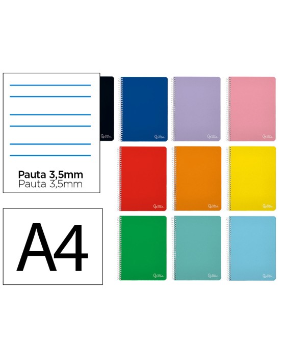 Cuaderno espiral liderpapel a4 witty tapa dura 80h 90gr pauta 3,5mm con margen colores surtidos