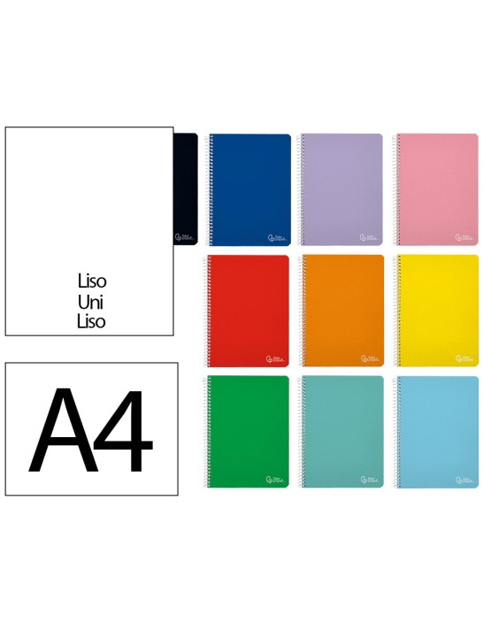 Cuaderno espiral liderpapel a4 witty tapa dura 80h 90gr liso sin margen colores surtidos