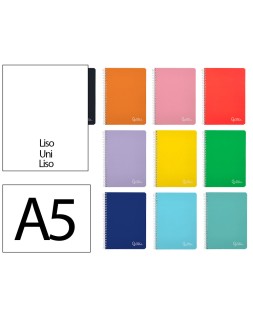Cuaderno espiral liderpapel a5 witty tapa dura 80h 90gr liso sin margen colores surtidos