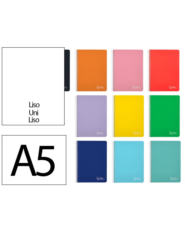 Cuaderno espiral liderpapel a5 witty tapa dura 80h 90gr liso sin margen colores surtidos