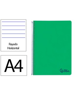 Cuaderno espiral liderpapel a4 wonder tapa plastico 80h 90gr rayado horizontal con margen color verde oscuro