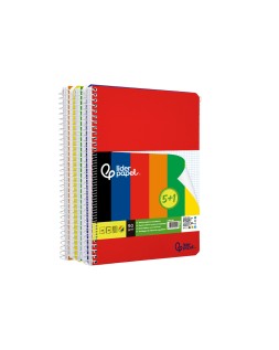 Cuaderno espiral liderpapel a4 wonder tapa plastica 80h 90gr cuadro 4mm con margen pack 5+1 colores surtidos